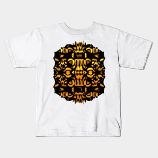 Three-dimensional fractal rendered shape in yellow and black tones Kids T-Shirt